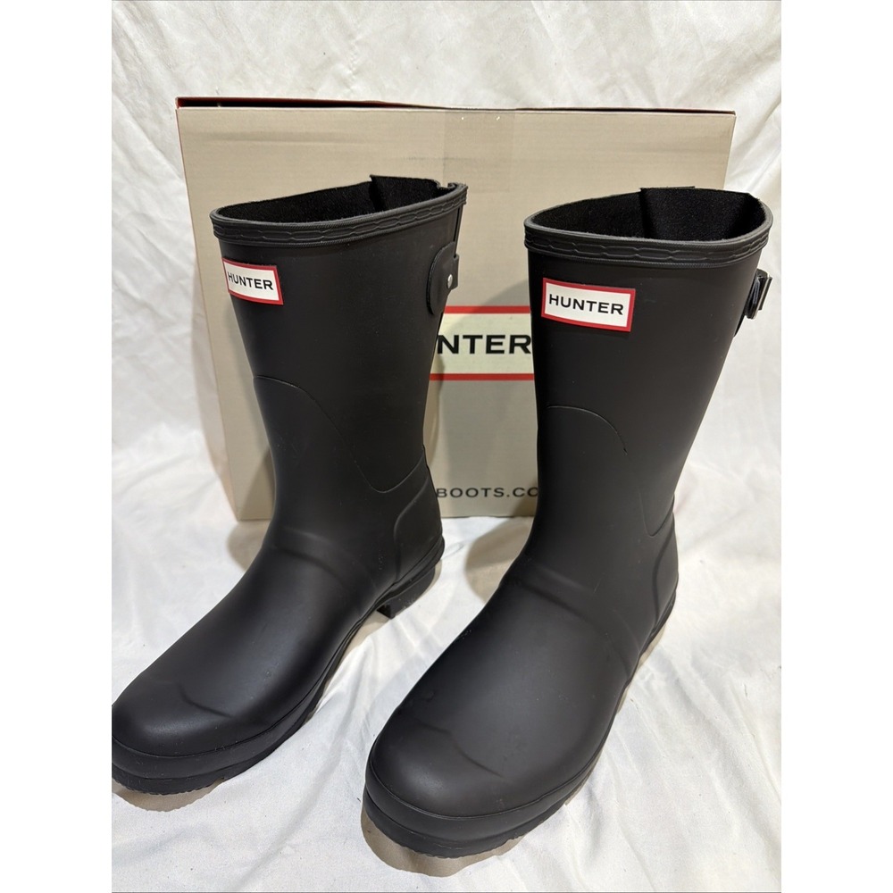 HUNTER  Women's Original Short Back Adjustable Rain Boot, BLACK , Size 9
